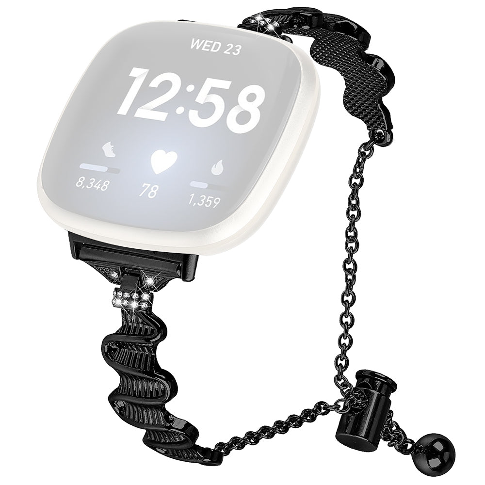 For Fitbit Sense Versa 3 Stainless Steel Watch Band Rhinestones Decor Bracelet Strap Replacement For Fitbit Sense Versa 3 Stainless Steel Watch Band Rhinestones Decor Bracelet Strap Replacement